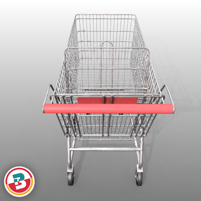 3D Model of Grocery Store Shopping Cart - 3D Render 4